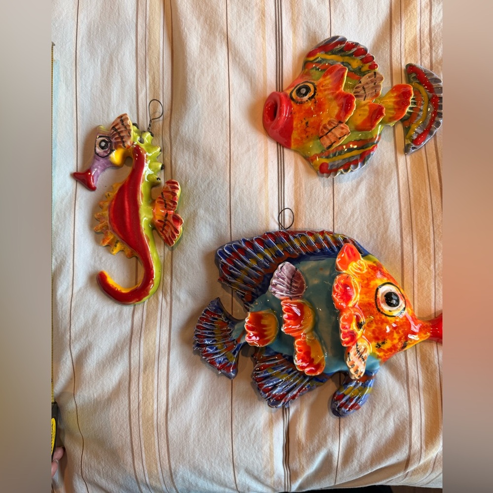 Set of 3 Vintage Italian Ceramic Fish - MCM Wall Art